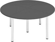 HAMMERBACHER Konferenztisch grafit rund, Rundrohr chrom, 160,0 x 160,0 x 72,0 - 74,0 cm