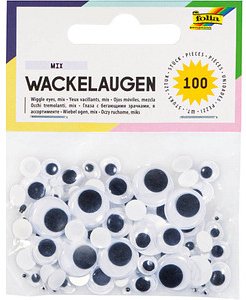 Thumbnail - folia Wackelaugen weiß sortiert Ø unterschiedlich mm, 100 St.