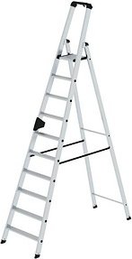 MUNK Stehleiter einseitig 40110 silber 10 Stufen, H: 298,0 cm