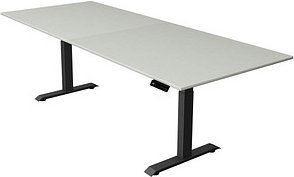 Kerkmann Move 4 elektrisch höhenverstellbarer Schreibtisch lichtgrau rechteckig, T-Fuß-Gestell grau 250,0 x 100,0 cm