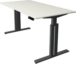 Kerkmann Move 3 elegant elektrisch höhenverstellbarer Schreibtisch weiß rechteckig, T-Fuß-Gestell grau 160,0 x 80,0 cm