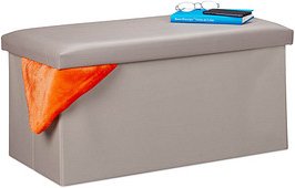 Thumbnail - relaxdays Sitztruhe 10031586_111 grau Holz 76,5 cm