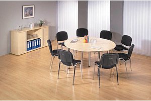 HAMMERBACHER Konferenztisch ahorn rund, Rundrohr chrom, 160,0 x 160,0 x 72,0 - 74,0 cm