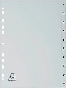 Thumbnail - Exacompta Ordnerregister DIN A4 Vollformat 1-10 grau 10-teilig, 1 Satz
