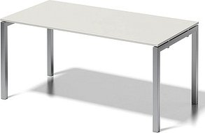 Thumbnail - BISLEY Cito Schreibtisch grauweiß, silber rechteckig, 4-Fuß-Gestell silber 160,0 x 80,0 cm