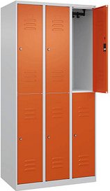 CP Spind Classic Plus reinorange, lichtgrau 080300-30 S10061, 6 Schließfächer 90,0 x 50,0 x 185,0 cm