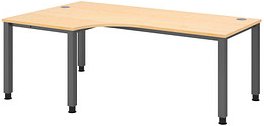 HAMMERBACHER QS82 höhenverstellbarer Schreibtisch ahorn L-Form, 4-Fuß-Gestell grau 200,0 x 80,0/120,0 cm