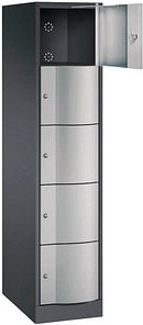 CP Schließfachschrank Resisto schwarzgrau, weißaluminium 8570-173 S10008, 5 Schließfächer 39,6 x 64,0 x 195,0 cm