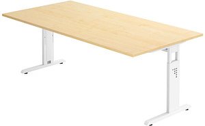 HAMMERBACHER OS 2E höhenverstellbarer Schreibtisch ahorn rechteckig, C-Fuß-Gestell weiß 200,0 x 100,0 cm