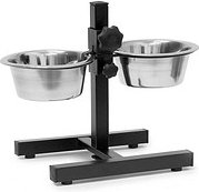 relaxdays Futterstation Hunde/Katzen silber 36,0 x 21,5 x 27,0 cm