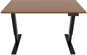 BISLEY E-StarterTech elektrisch höhenverstellbarer Schreibtisch lincoln walnuss rechteckig, T-Fuß-Gestell schwarz 160,0 ...