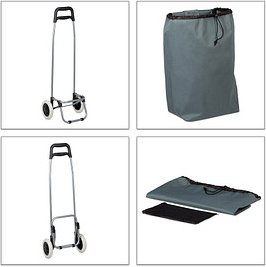 Thumbnail - relaxdays Einkaufstrolley Kunstfaser grau 42,0 x 28,0 x 92,5 cm