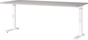 GERMANIA DOWNEY höhenverstellbarer Schreibtisch kaschmir rechteckig, C-Fuß-Gestell weiß 180,0 x 80,0 cm