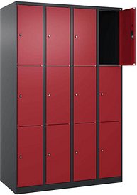 CP Schließfachschrank Classic Plus rubinrot, schwarzgrau 080000-403 S10034, 12 Schließfächer 120,0 x 50,0 x 185,0 cm