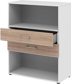 Thumbnail - röhr Regalschrank direct.office, 859S381000 weiß, sonoma-eiche 80,0 x 34,4 x 107,2 cm
