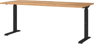GERMANIA DOWNEY höhenverstellbarer Schreibtisch navarra-eiche rechteckig, C-Fuß-Gestell schwarz 180,0 x 80,0 cm