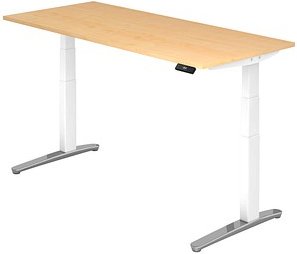 HAMMERBACHER VXBHM19 elektrisch höhenverstellbarer Schreibtisch ahorn rechteckig, C-Fuß-Gestell weiß 180,0 x 80,0 cm