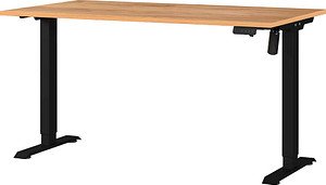 Thumbnail - GERMANIA Boras höhenverstellbarer Schreibtisch navarra-eiche rechteckig, T-Fuß-Gestell schwarz 140,0 x 80,0 cm