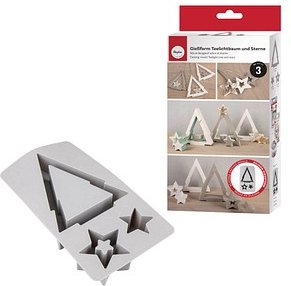Rayher Gießform Silikon Teelichtbaum und Sterne grau