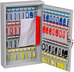 Thumbnail - phoenix KC0602K Schlüsselkasten lichtgrau mit 60 Haken, Zylinderschloss, 30,0 x 8,0 x 45,0 cm, 1 St.