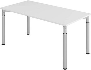 Thumbnail - HAMMERBACHER YS16 höhenverstellbarer Schreibtisch lichtgrau rechteckig, 4-Fuß-Gestell silber 160,0 x 80,0 cm