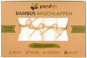 pandoo Waschlappen Bambus weiß 25,0 x 25,0 cm, 6 St.