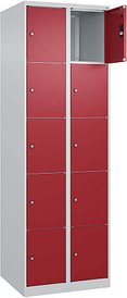 CP Schließfachschrank Classic Plus lichtgrau, rubinrot 080000-205 S10001, 10 Schließfächer 60,0 x 50,0 x 185,0 cm