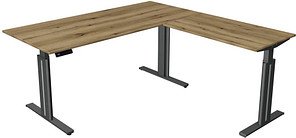 Kerkmann Move 3 elegant elektrisch höhenverstellbarer Schreibtisch eiche L-Form, T-Fuß-Gestell grau 180,0 x 180,0 cm