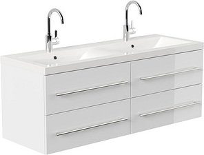 Thumbnail - POSSEIK Waschbecken mit Unterschrank AURELION XL weiß glanz 143,2 x 50,5 x 56,6 cm