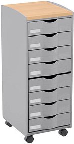 PAPERFLOW Bürowagen grau 28,8 x 35,0 x 74,5, ohne Rollen 69,0 cm