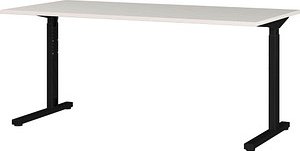GERMANIA Profi 3.0 höhenverstellbarer Schreibtisch lichtgrau rechteckig, C-Fuß-Gestell schwarz 180,0 x 80,0 cm