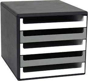 M&M Schubladenbox weiß/grau 30057665, DIN A4 mit 5 Schubladen