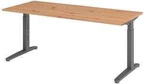 HAMMERBACHER VXB19 höhenverstellbarer Schreibtisch asteiche rechteckig, C-Fuß-Gestell grau 180,0 x 80,0 cm