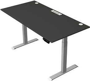 Kerkmann Move 1 plus elektrisch höhenverstellbarer Schreibtisch anthrazit rechteckig, T-Fuß-Gestell grau 160,0 x 80,0 cm