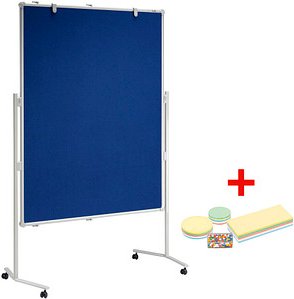 AKTION: MAUL Moderationswand MAULpro 120,0 x 150,0 cm blau + GRATIS Moderations-Starter-Set, bestehend aus je 120 Modera...