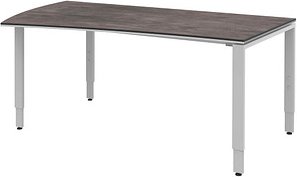 röhr Imperia höhenverstellbarer Schreibtisch quarzit Trapezform, 4-Fuß-Gestell silber 180,0 x 80,0/100,0 cm