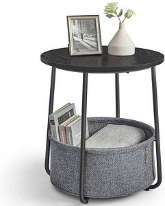 VASAGLE Beistelltisch rund Spanplatte schwarz, grau 45,0 x 45,0 x 50,0 cm, 1 St.