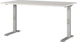 GERMANIA DOWNEY höhenverstellbarer Schreibtisch lichtgrau rechteckig, C-Fuß-Gestell silber 140,0 x 80,0 cm