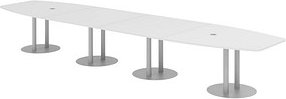 HAMMERBACHER Konferenztisch KT52S weiß Tonnenform, Rundrohr silber, 520,0 x 85,0 - 130,0 x 74,0 cm