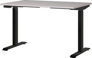 GERMANIA JET höhenverstellbarer Schreibtisch kaschmir rechteckig, T-Fuß-Gestell schwarz 120,0 x 80,0 cm