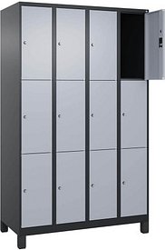 CP Schließfachschrank Classic Plus schwarzgrau, weißaluminium 080010-403 S10036, 12 Schließfächer 120,0 x 50,0 x 195,0 c...