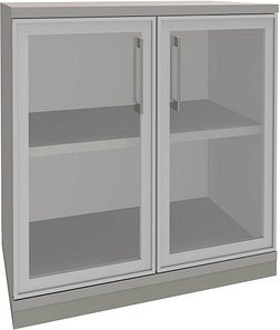 fm Aktenschrank Oldenburg, 4260429767793 lichtgrau, Acrylglas klar 2 Fachböden 80,0 x 44,2 x 78,1 cm