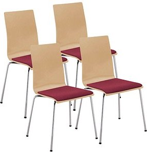 Nowy Styl Schalenstühle Cafe VII buche, bordeaux Holz, 4 St.