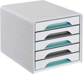 cep Schubladenbox Smoove weiß/grau/grün 1071110571, DIN A4 mit 5 Schubladen