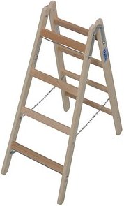 Thumbnail - KRAUSE Stehleiter beidseitig STABILO natur 2x 4 Sprossen, H: 120,0 cm