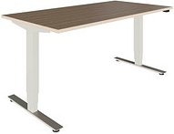 Thumbnail - fm Oldenburg elektrisch höhenverstellbarer Schreibtisch eiche natur rechteckig, T-Fuß-Gestell silber 160,0 x 80,0 cm