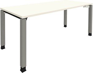 fm Sidney höhenverstellbarer Schreibtisch weiß rechteckig, 4-Fuß-Gestell Quadratrohr silber 180,0 x 80,0 cm