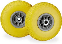 relaxdays Sackkarrenräder luftbereift gelb, grau Vollgummi Felgen, Achse 2,0 cm