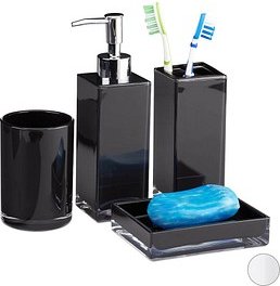 relaxdays Badaccessoires-Set schwarz