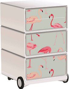 PAPERFLOW easyBox Tropical Rollcontainer weiß, bunt 60715 4 Auszüge 39,0 x 43,6 x 64,2 cm